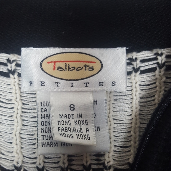 Talbots Cardigan Sweater Jacket Black White Plaid - Picture 8 of 8